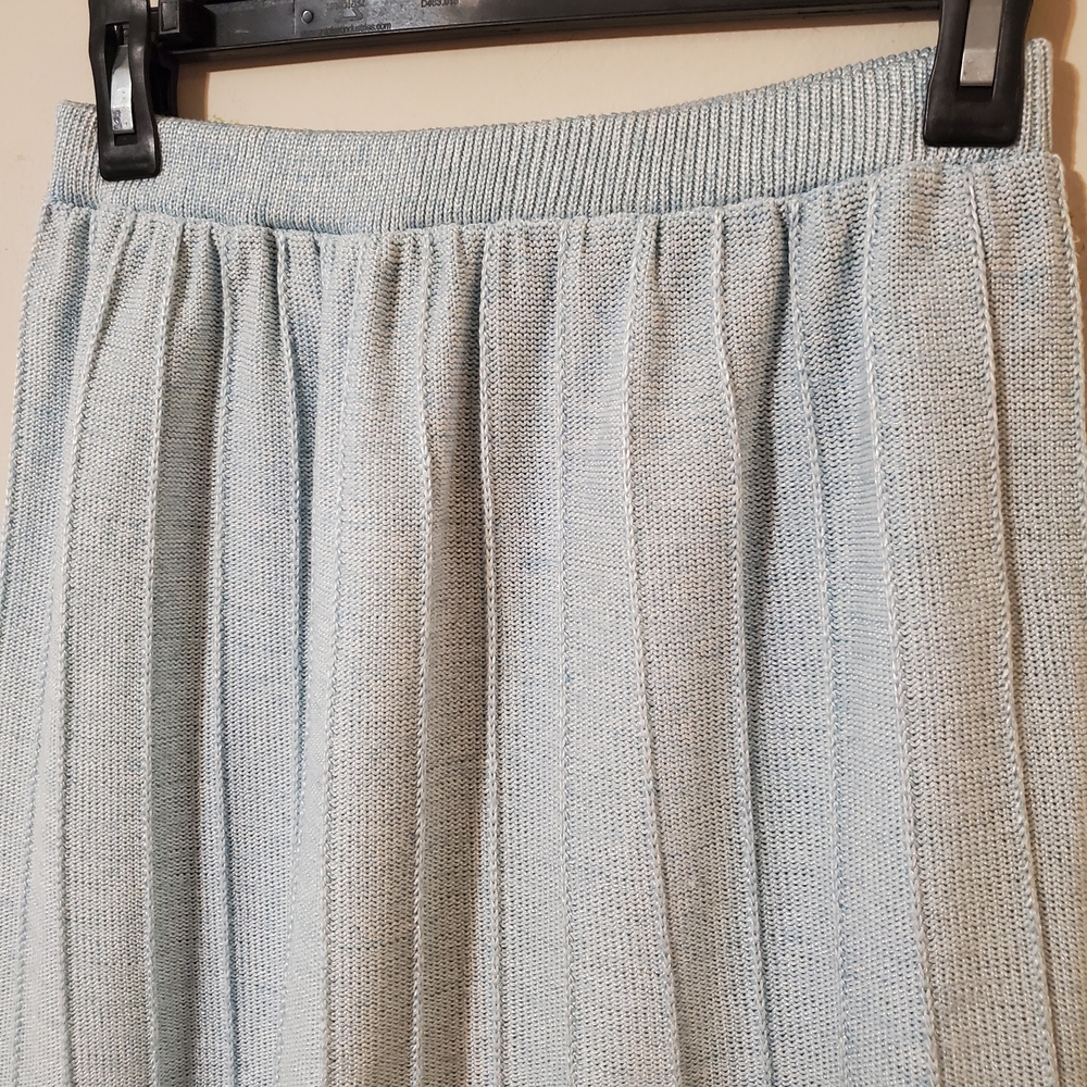 Beautiful Blue Vintage Knit Skirt Midi Sz 8 Retro Skirt A Line Coquette Cottage - Picture 4 of 6